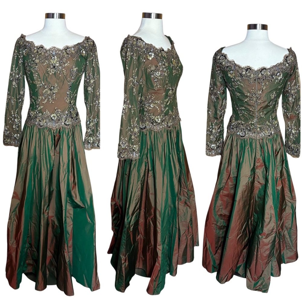 Catherine Regehr Silk Formal Beaded Sequin Embellished Cocktail Bridgerton Gown